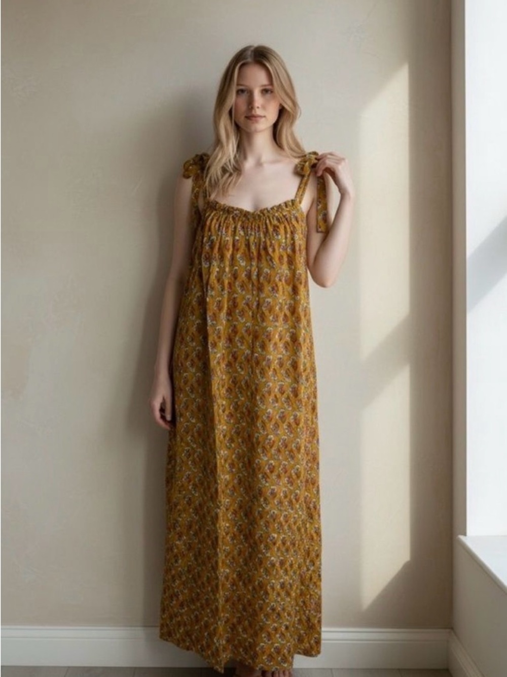 Ex Voto Iris Sundress Tie-Shoulder Maxi NWT